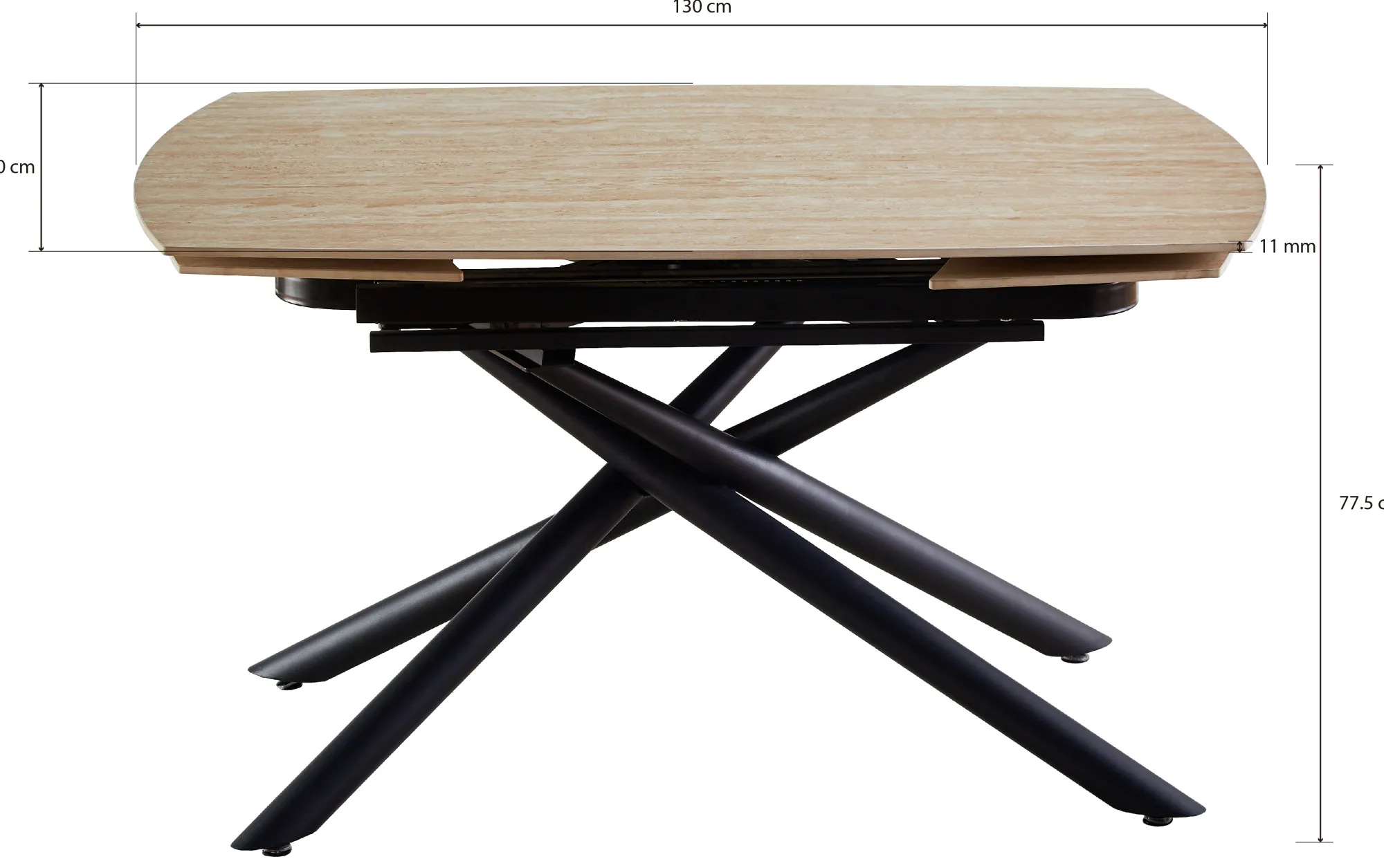 Homeville Alicante 190x90x73cm sintret sten beige/sort