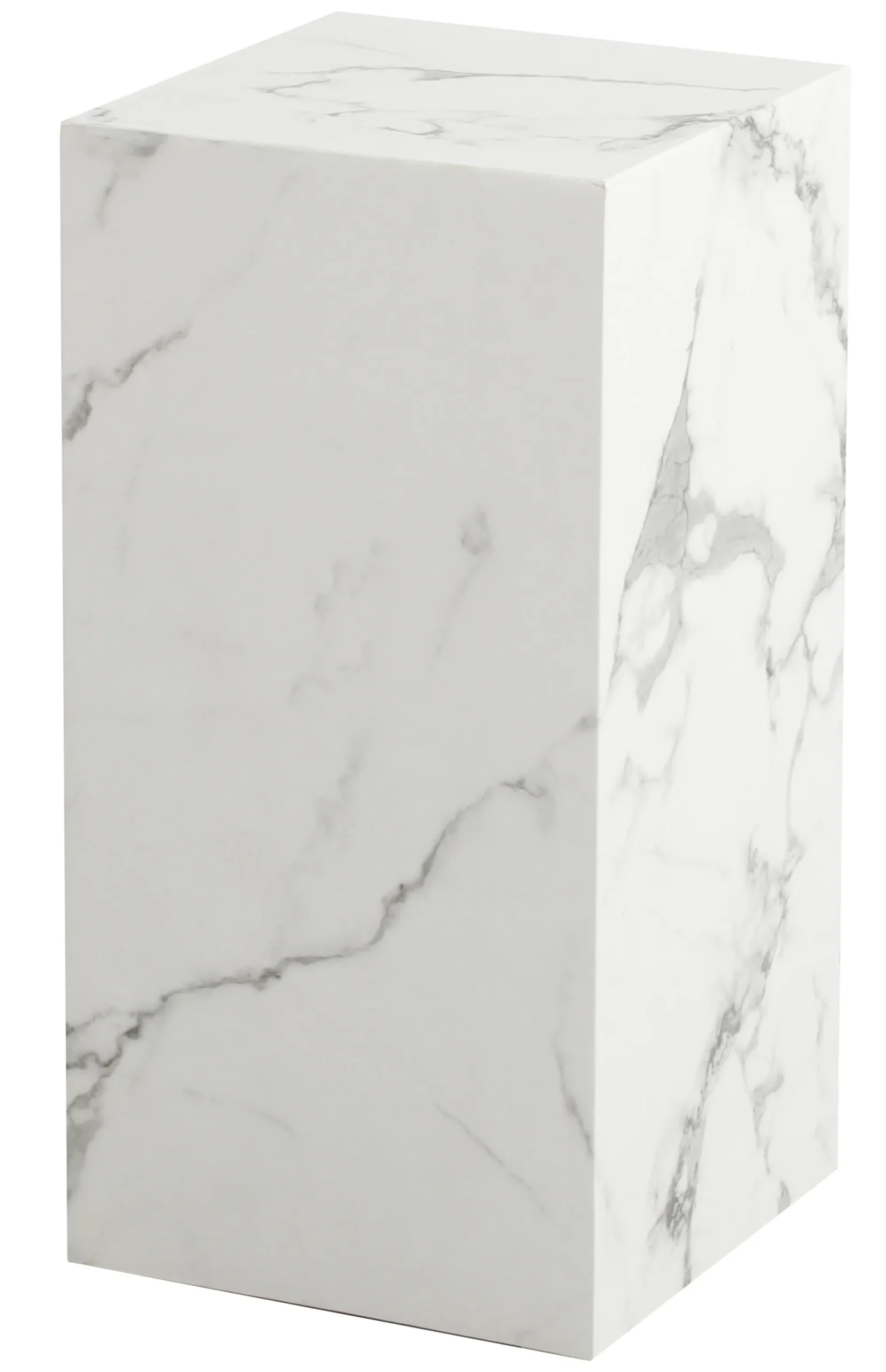 Homeville Avery piedestal i hvid marmorprint 25x25x50cm