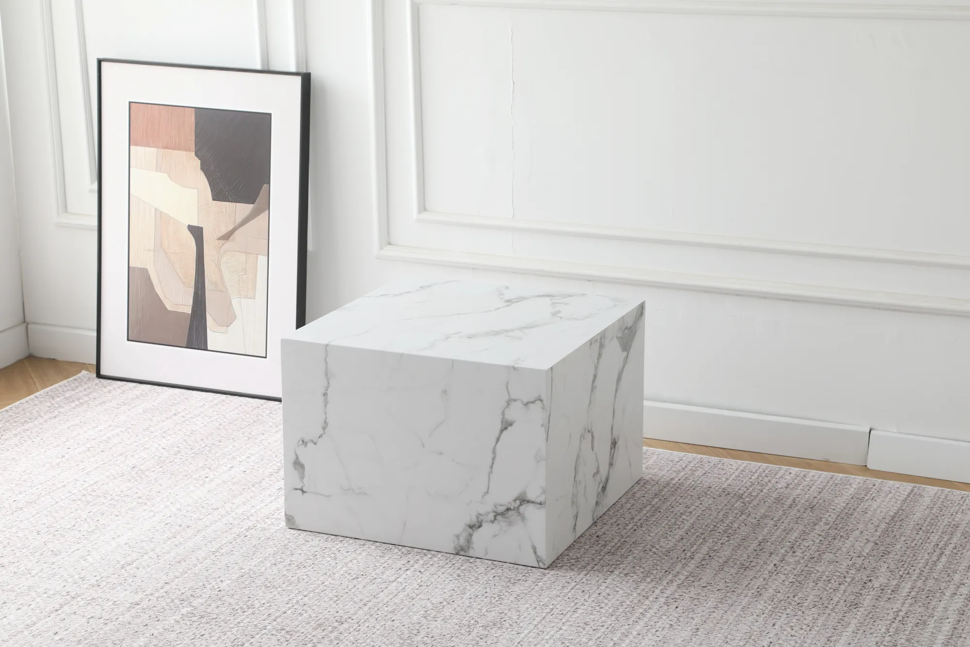 Homeville Avery sofabord i hvid marmorprint 58x58x40cm