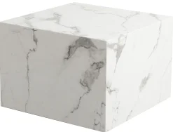 Homeville Avery sofabord i hvid marmorprint 50x50x35cm