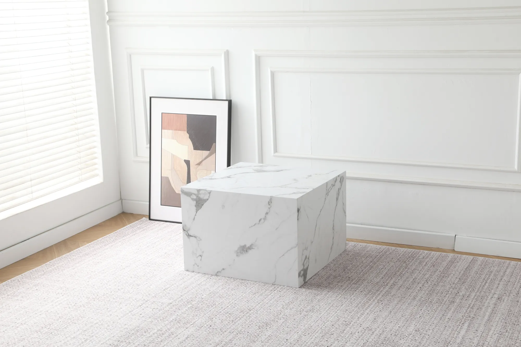Homeville Avery sofabord i hvid marmorprint 50x50x35cm