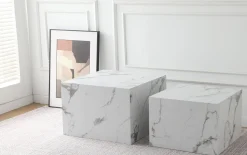 Homeville Avery sofabordsæt i hvid marmorprint