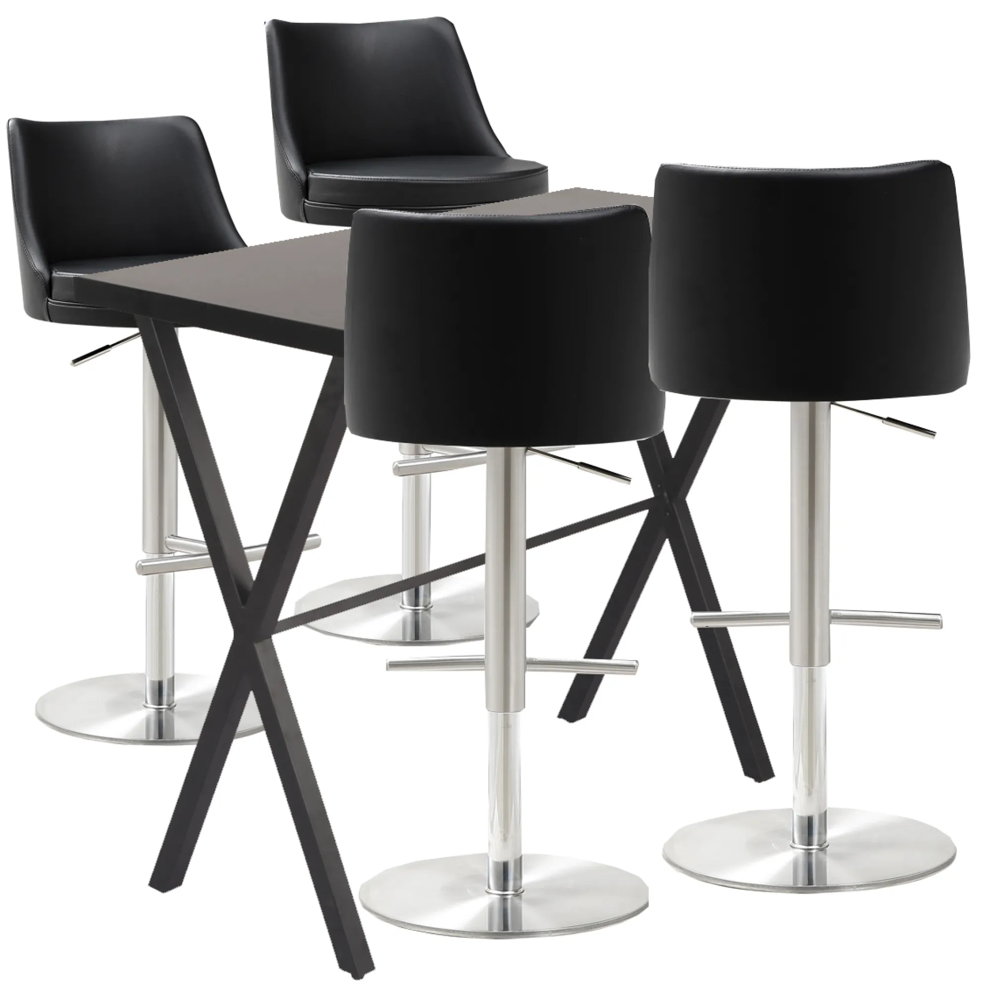 Homeville Barbord sæt Grappa sort/Luna barstol sort/krom