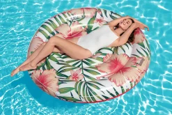 Bestway oppustelig luftmadras med blomster ø158cm