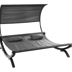 Homeville Dobbelt solseng m. overdækning i lærketræ antracitgrå