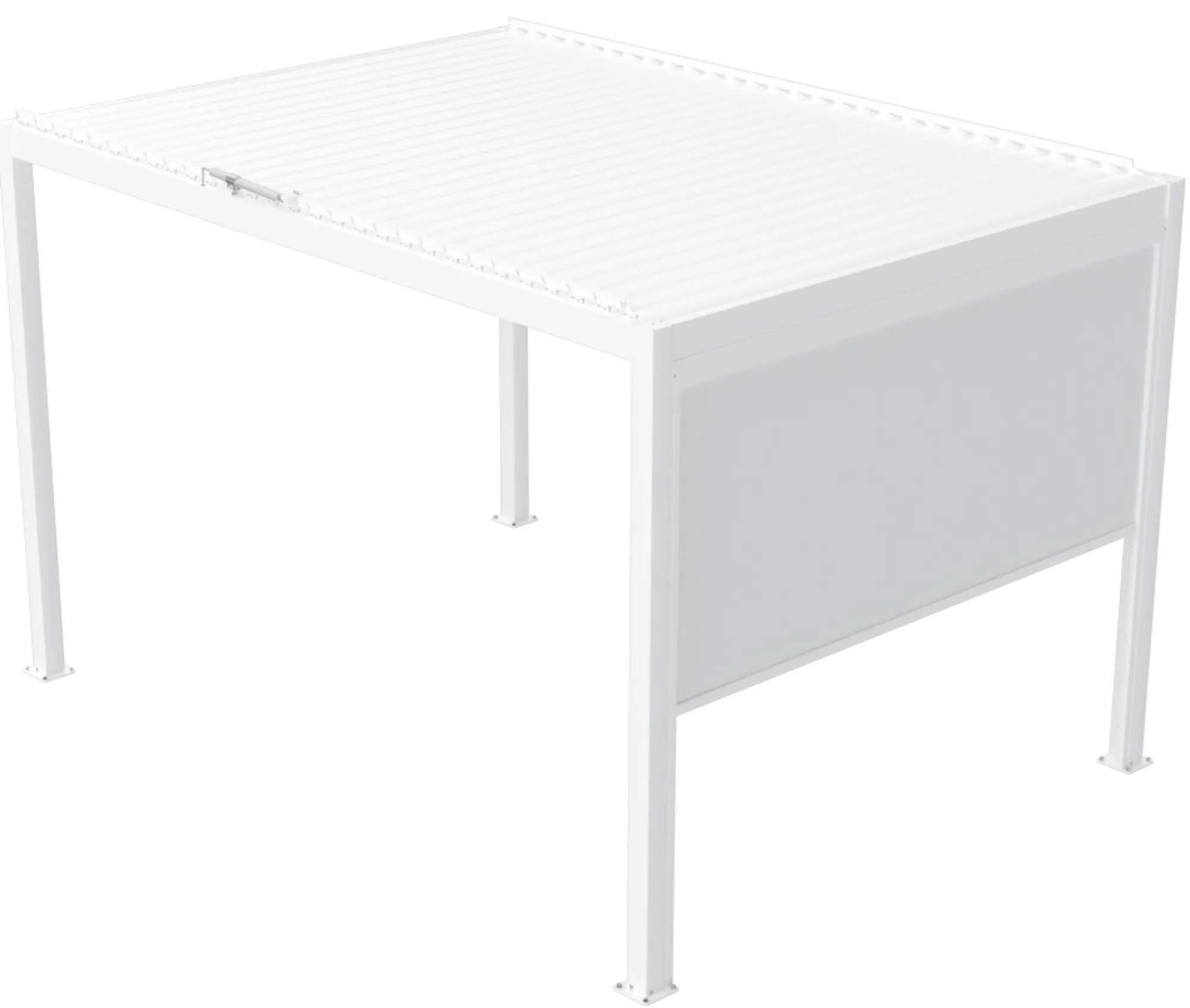 Essence Elektrisk bagvæg til pergola med lameltag hvid