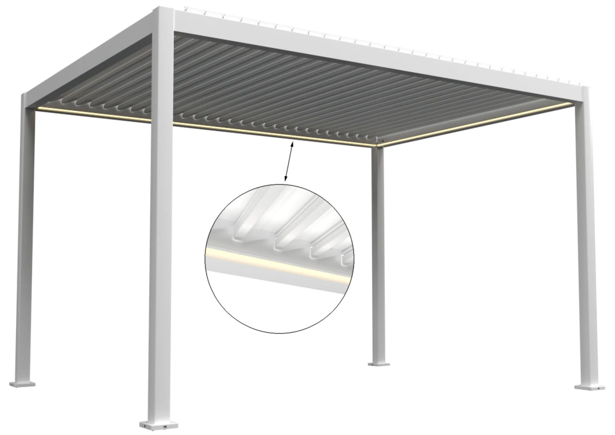 Essence elektrisk LED pergola med lameltag 400x300cm hvid