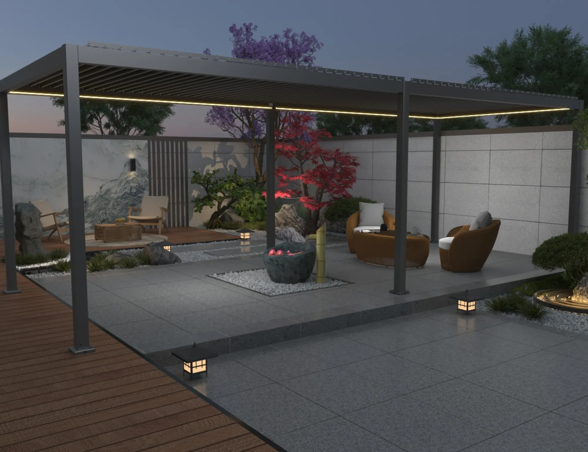 Essence elektrisk LED pergola med lameltag 600x300cm antracit