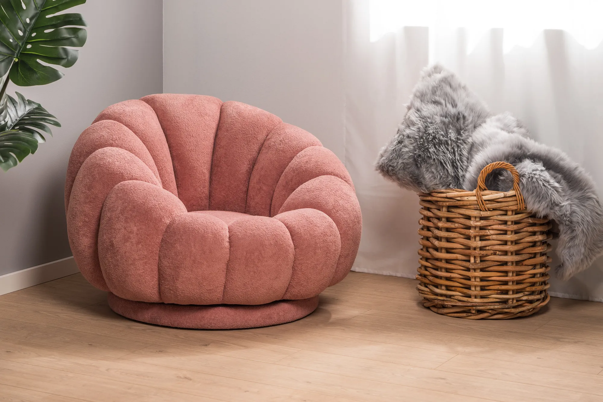 Homeville Fermo med drejefunktion plys rosa
