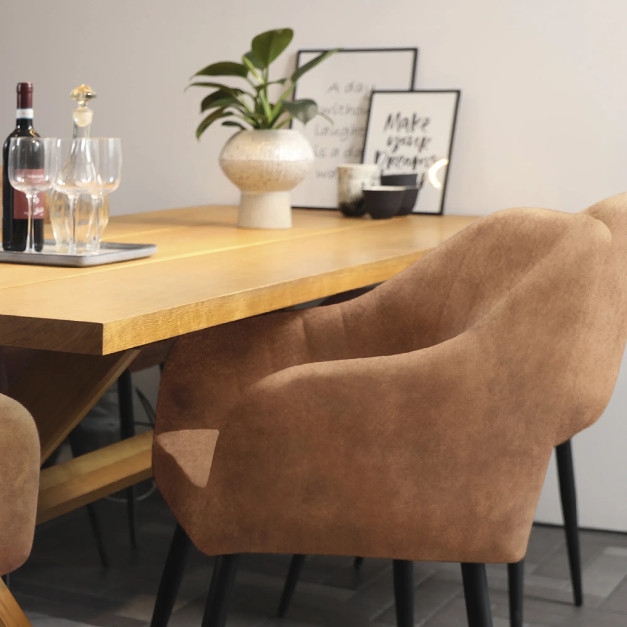 Homeville Helle cowboystof cognac/sort