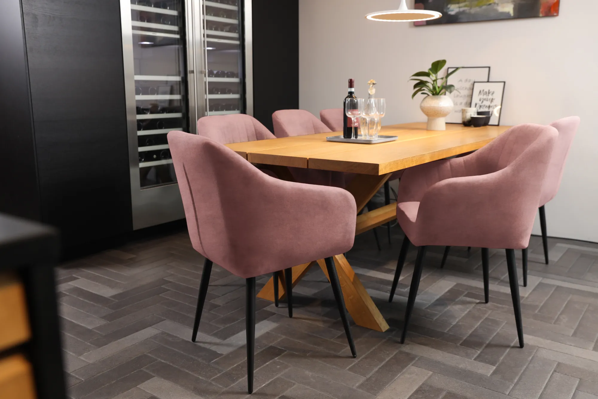 Homeville Helle velour rosa/sort