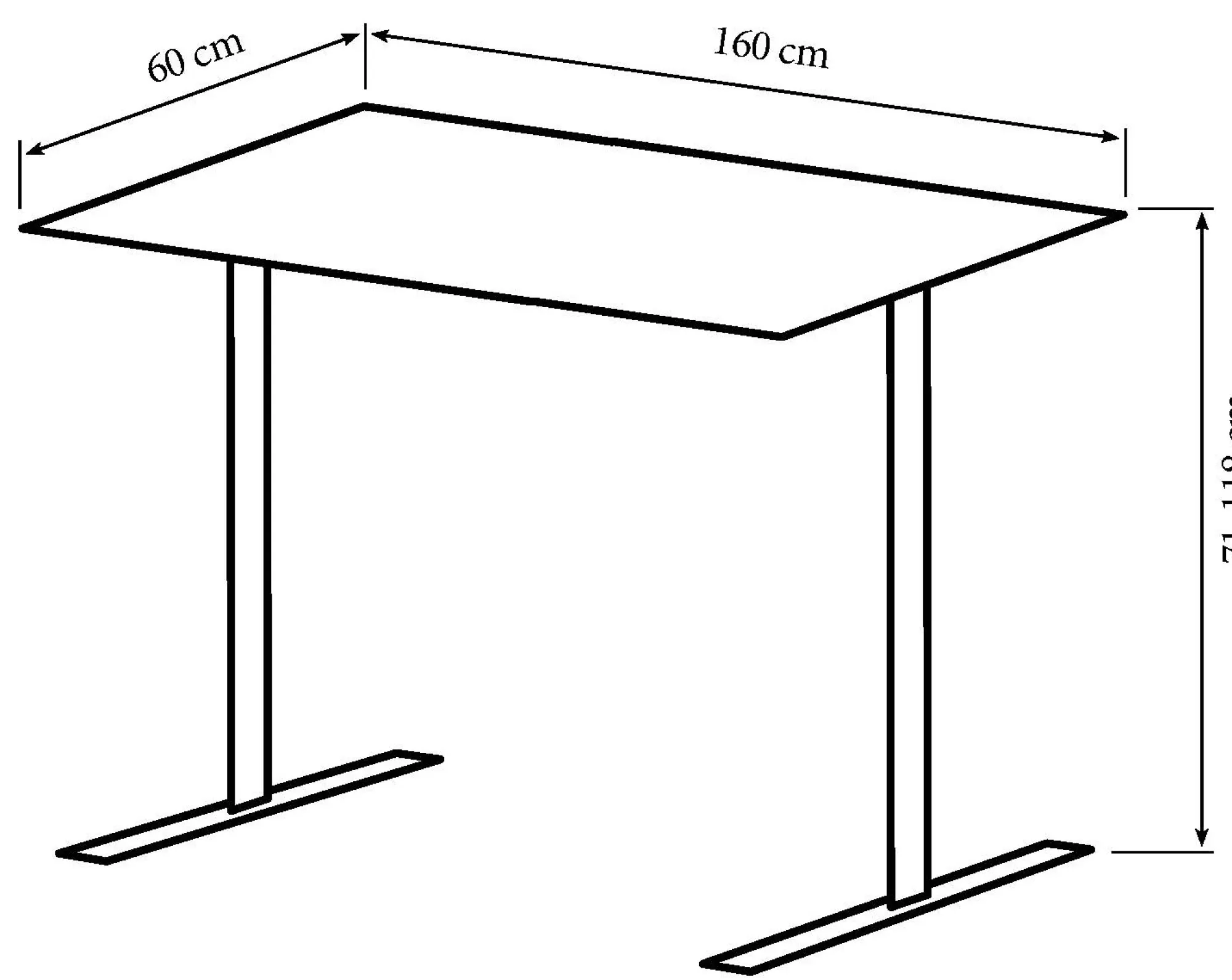 Homeville Hæve sænkebord hvid 160x60cm
