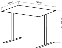 Homeville Hæve sænkebord hvid 160x80cm