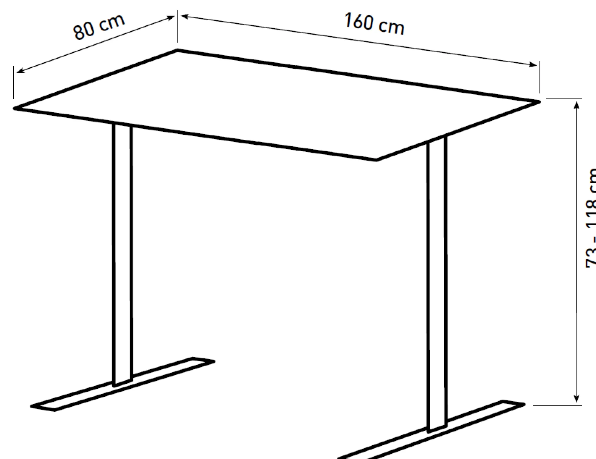 Homeville Hæve sænkebord hvid 160x80cm