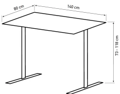 Homeville Hæve sænkebord sort 140x80cm