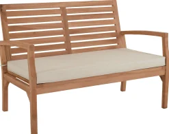 Moreland Ivory bænk i teaktræ med hynde 120x70x80cm