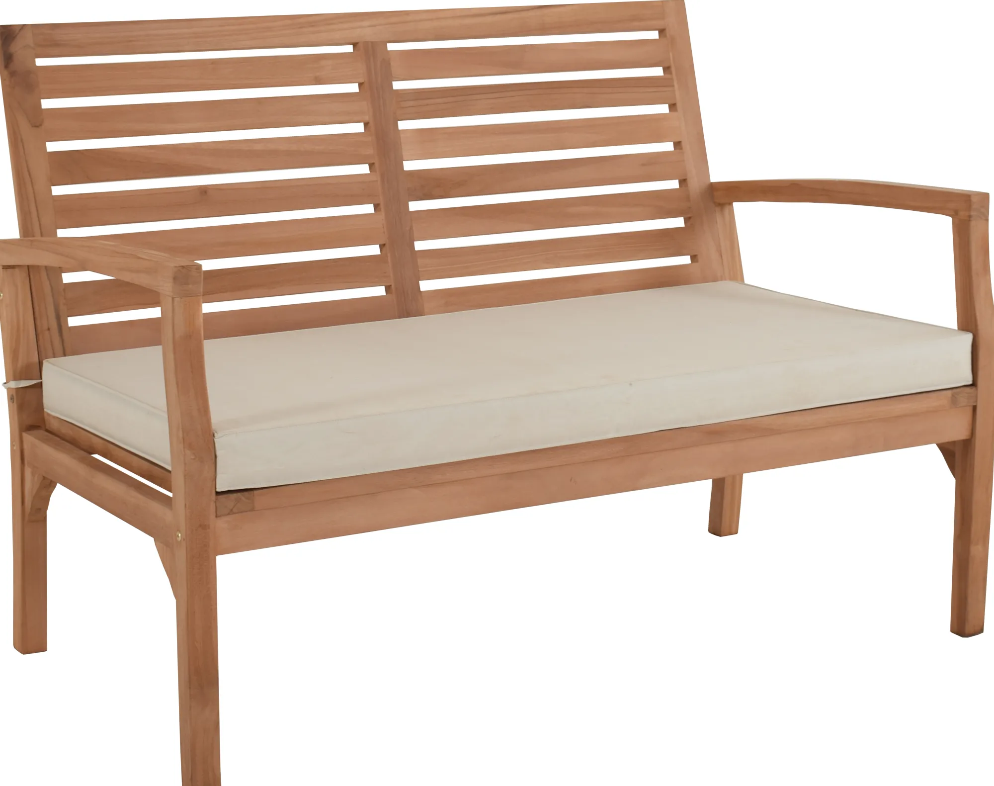 Moreland Ivory bænk i teaktræ med hynde 120x70x80cm