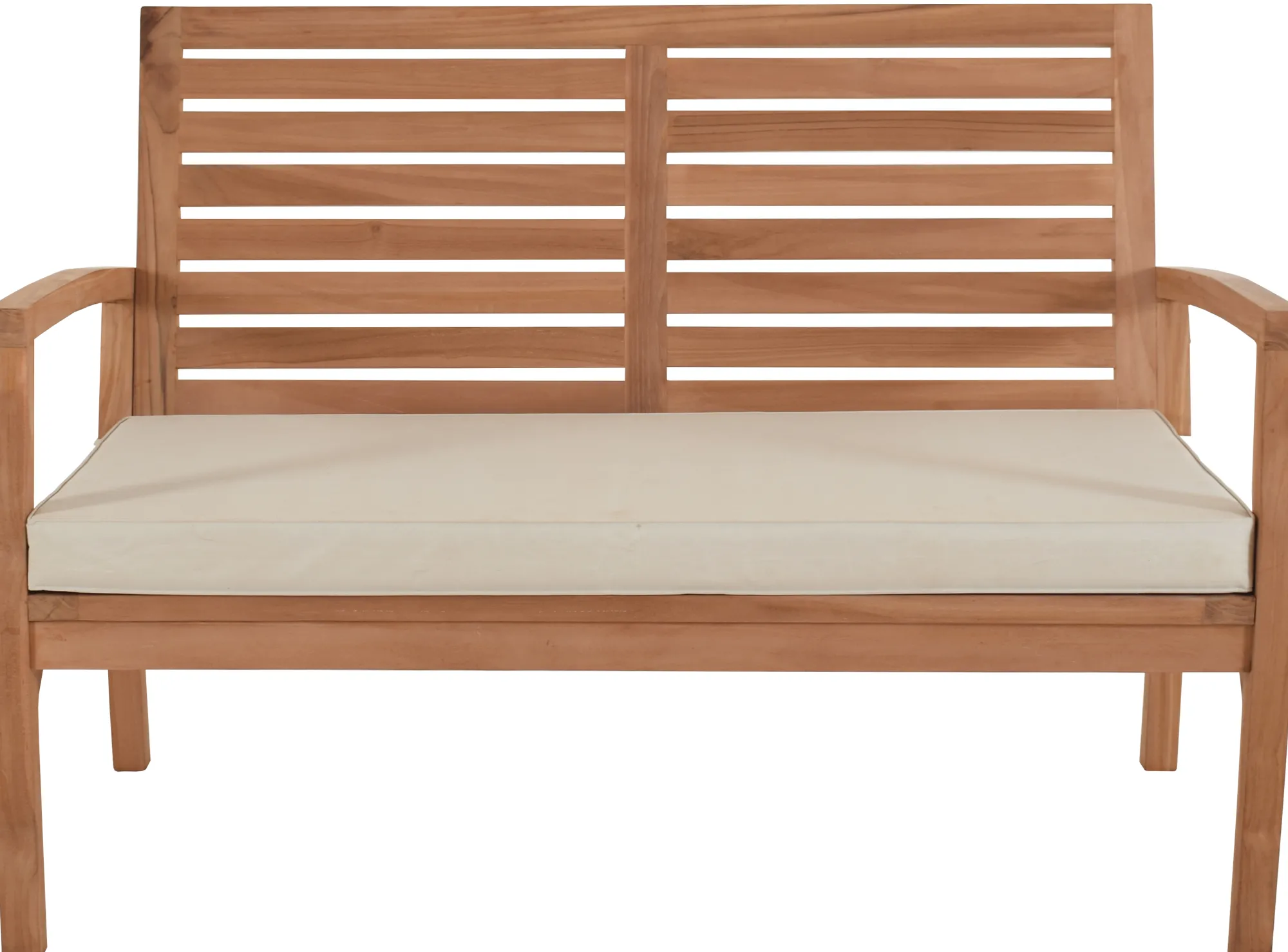 Moreland Ivory bænk i teaktræ med hynde 120x70x80cm