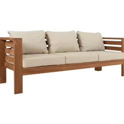 Moreland Jakarta bænk i teaktræ med hynder creme 200x70x60cm