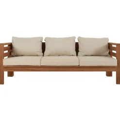 Moreland Jakarta bænk i teaktræ med hynder creme 200x70x60cm