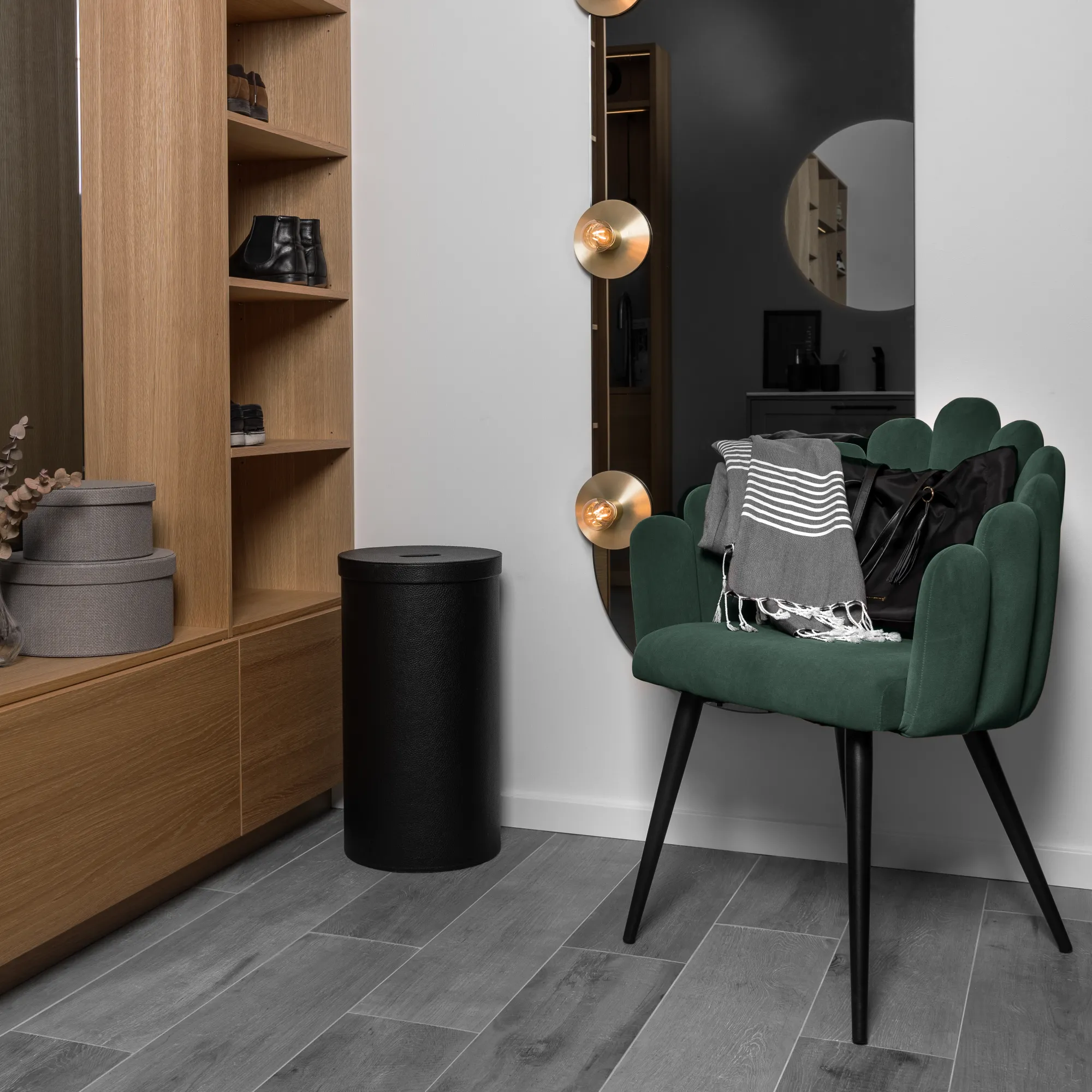 Homeville Jasmin velour mørkegrøn/sort