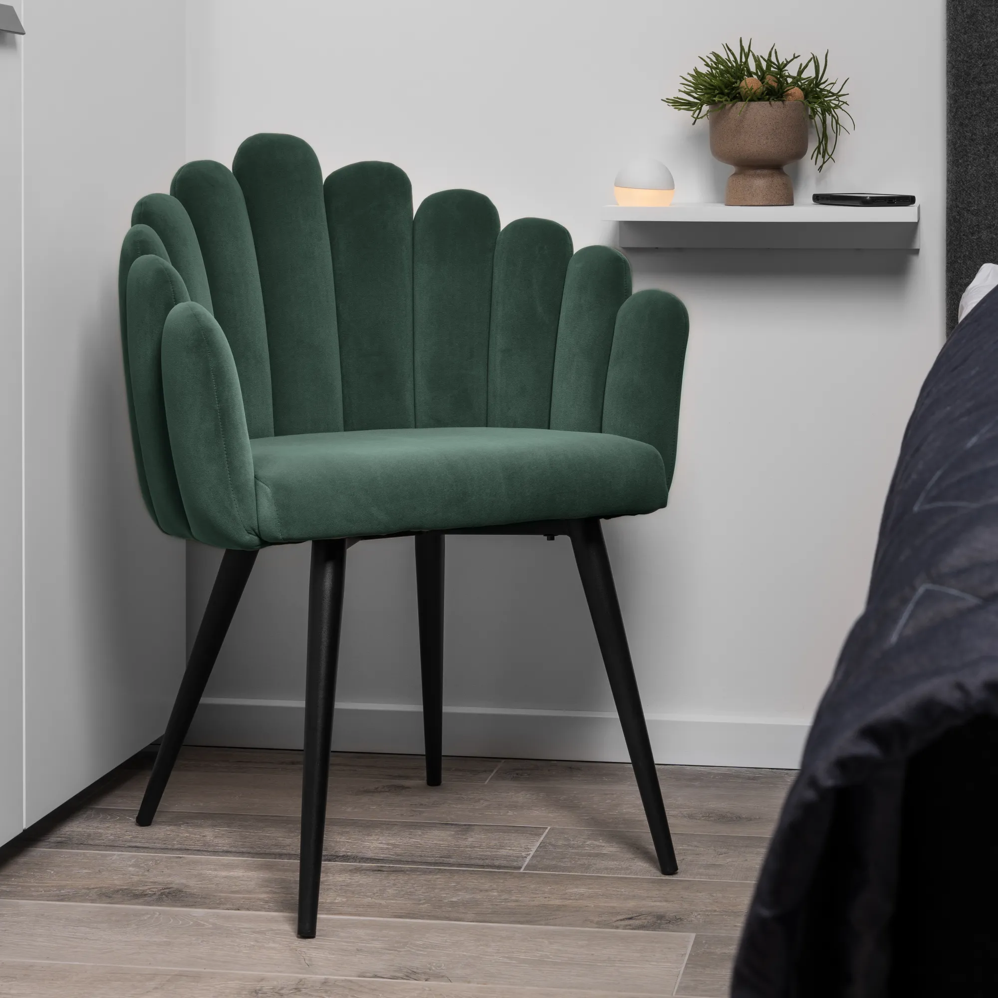 Homeville Jasmin velour mørkegrøn/sort