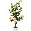 Homeville Kunstig kamelia japansk rosetræ gul 90 cm