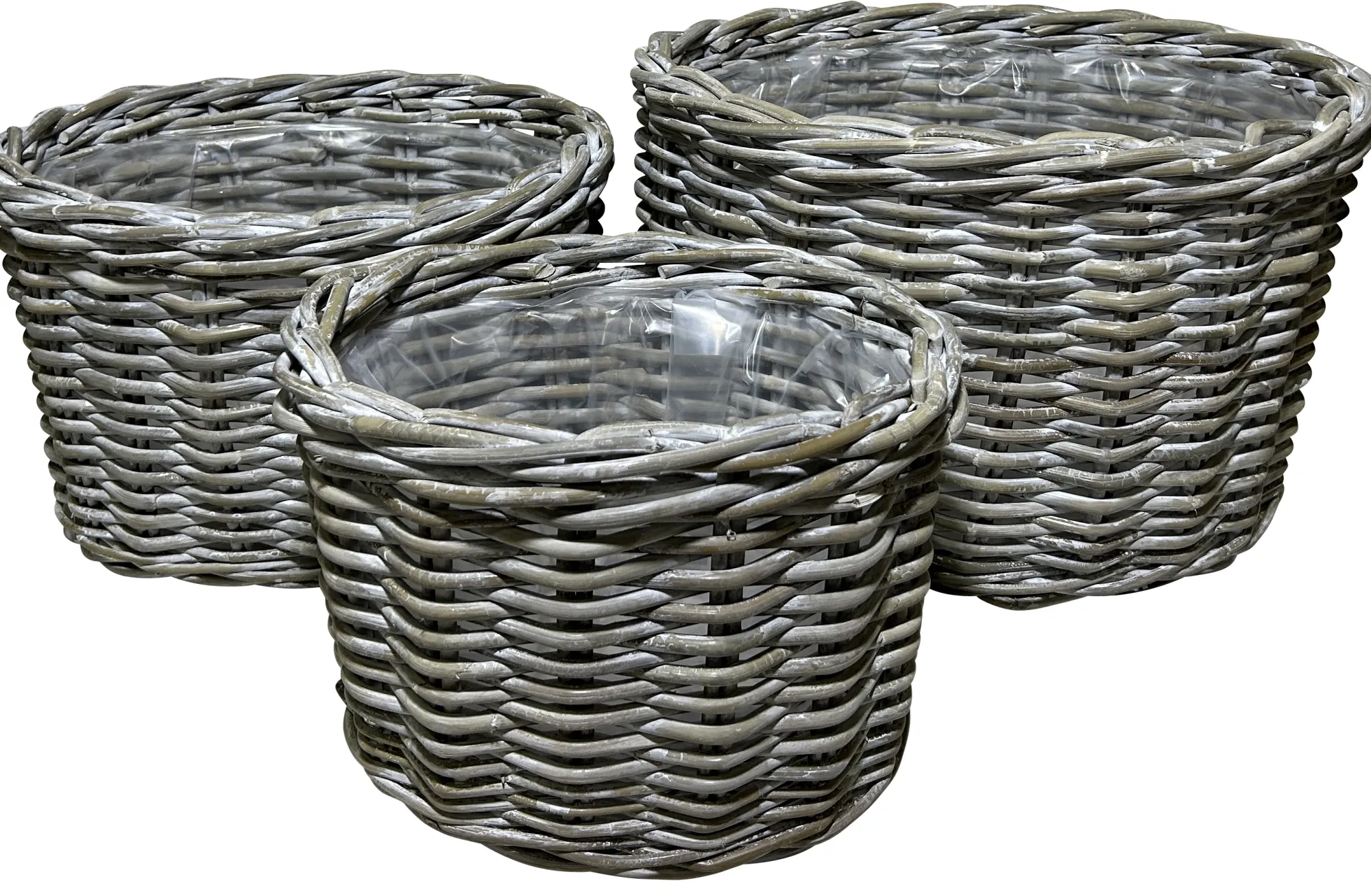 Homeville Kurvesæt oval kubu rattan grå