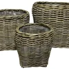 Homeville Kurvesæt rund høj kubu rattan natur 3 stk.