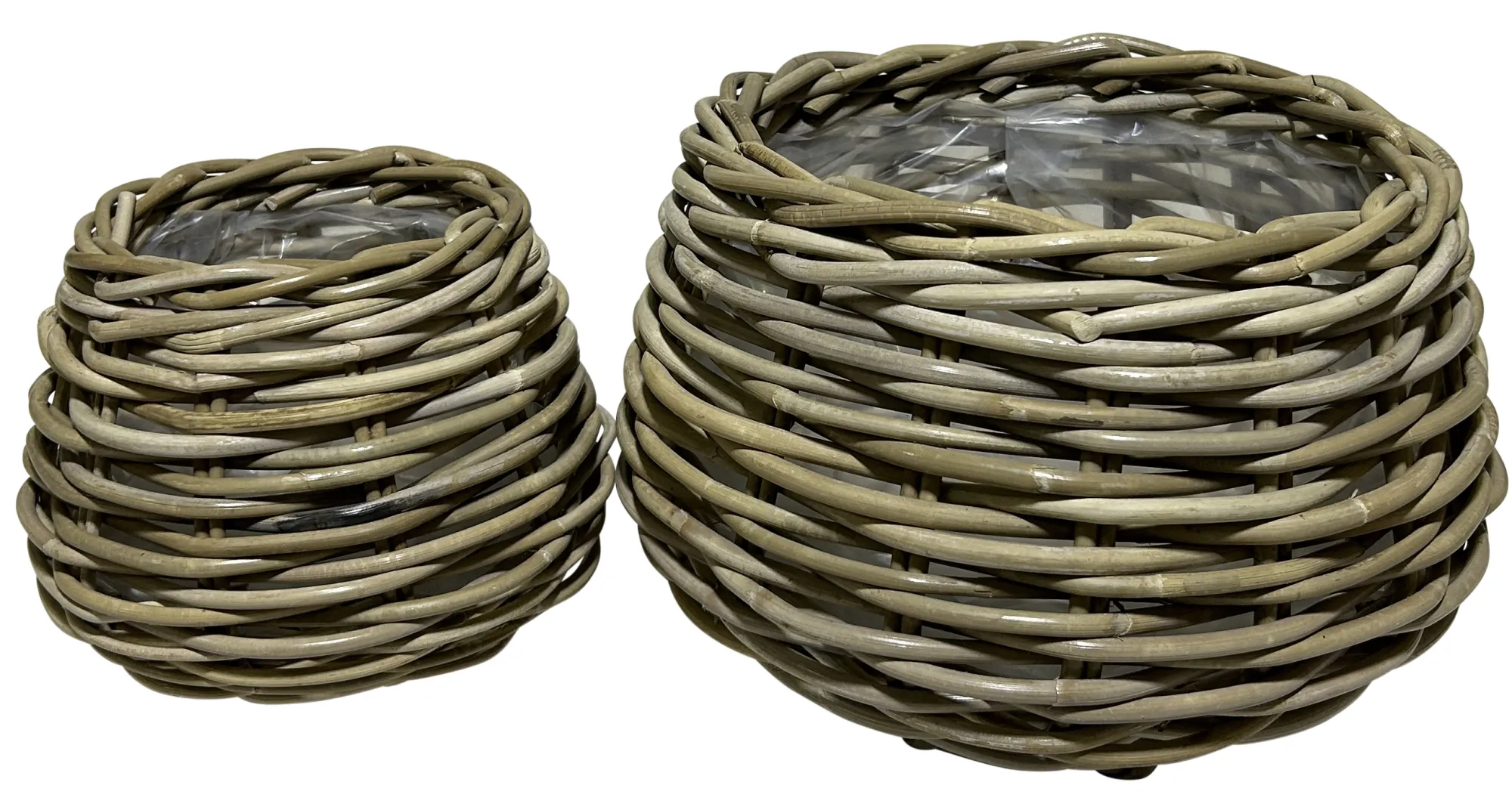 Homeville Kurvesæt rund kubu rattan natur 2 stk.