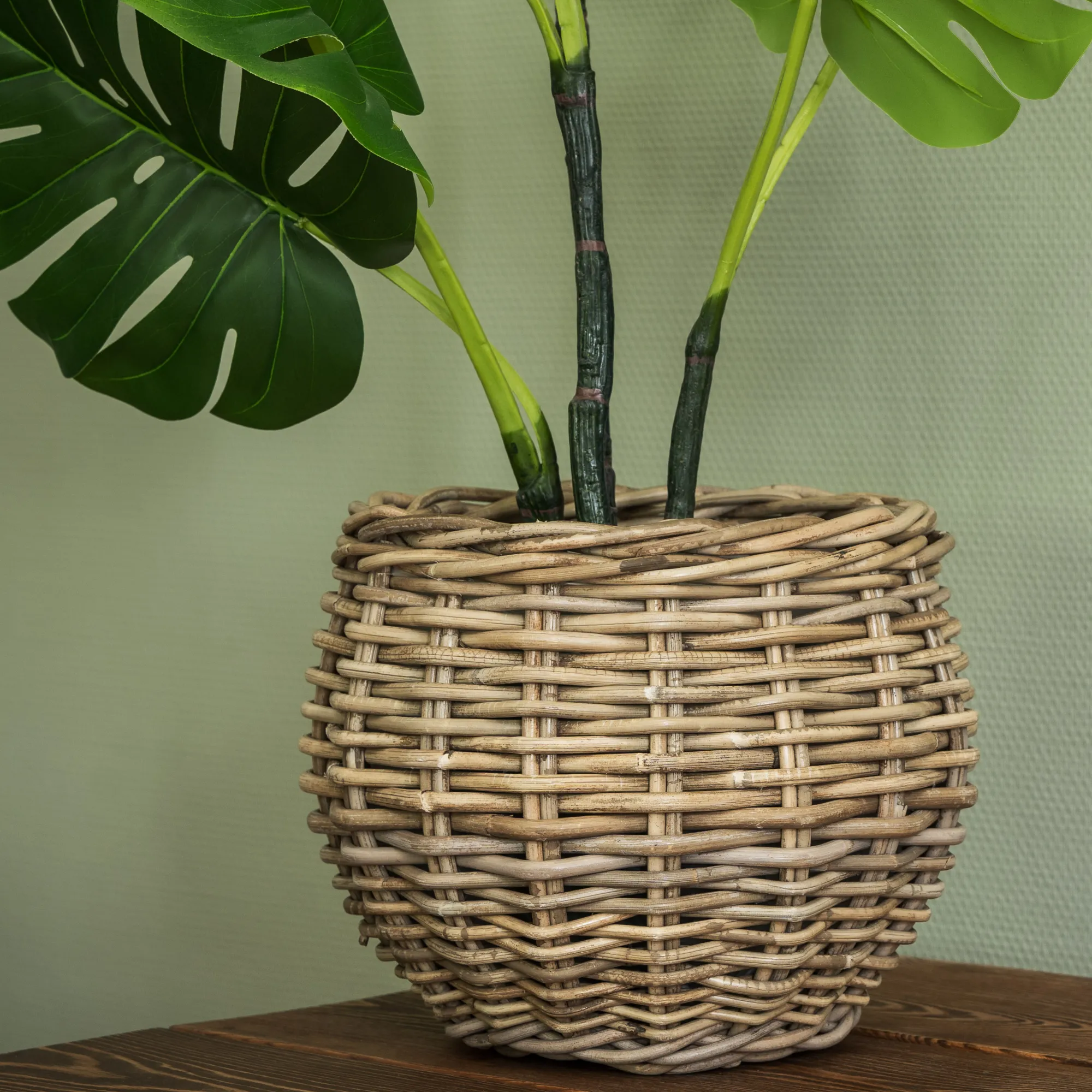 Homeville Kurv rund kubu rattan ø30x25cm