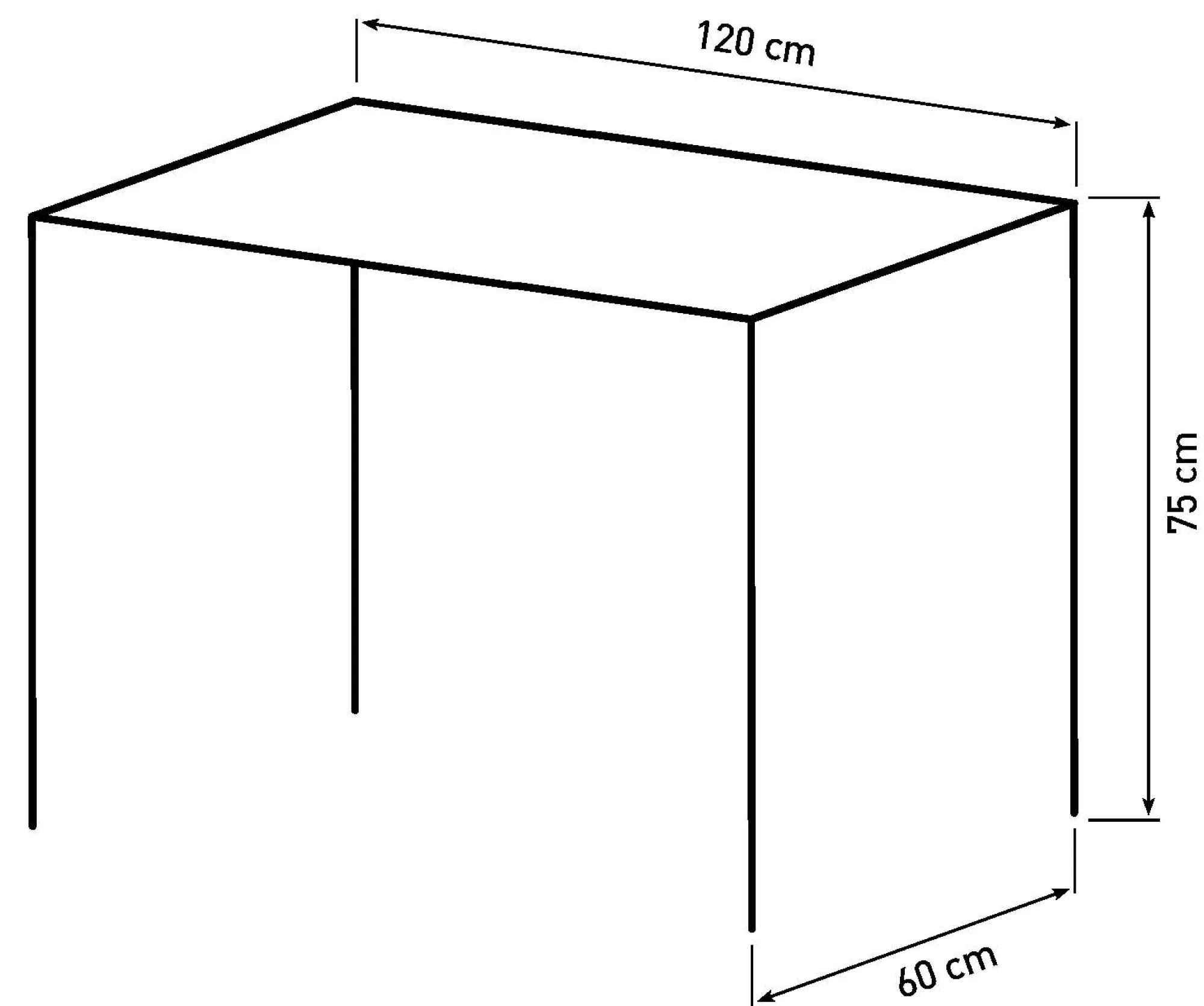 Homeville LaCroix 120x60x75cm sort/sort