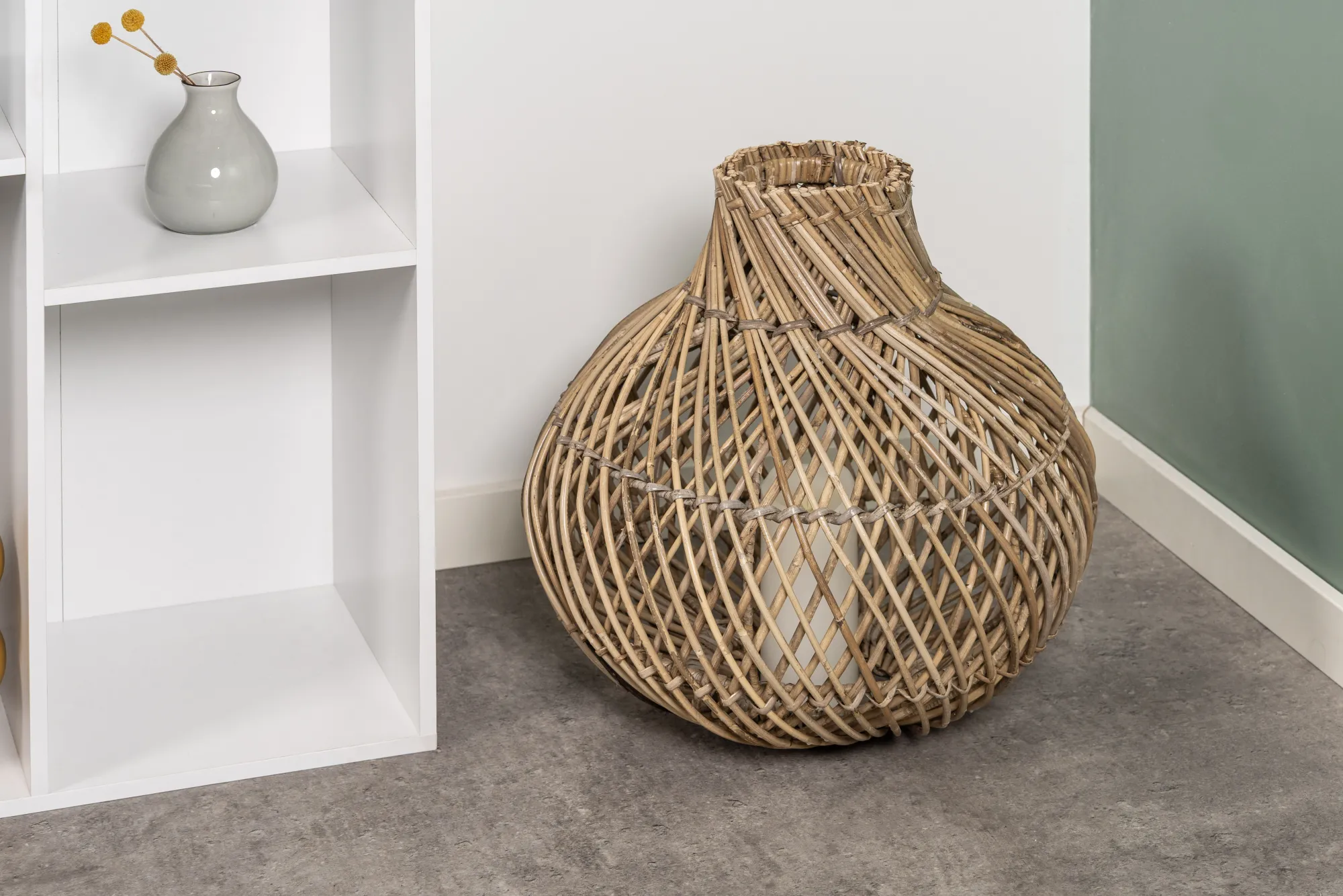 Homeville Lampeskærm oval natur kubu rattan ø38cm