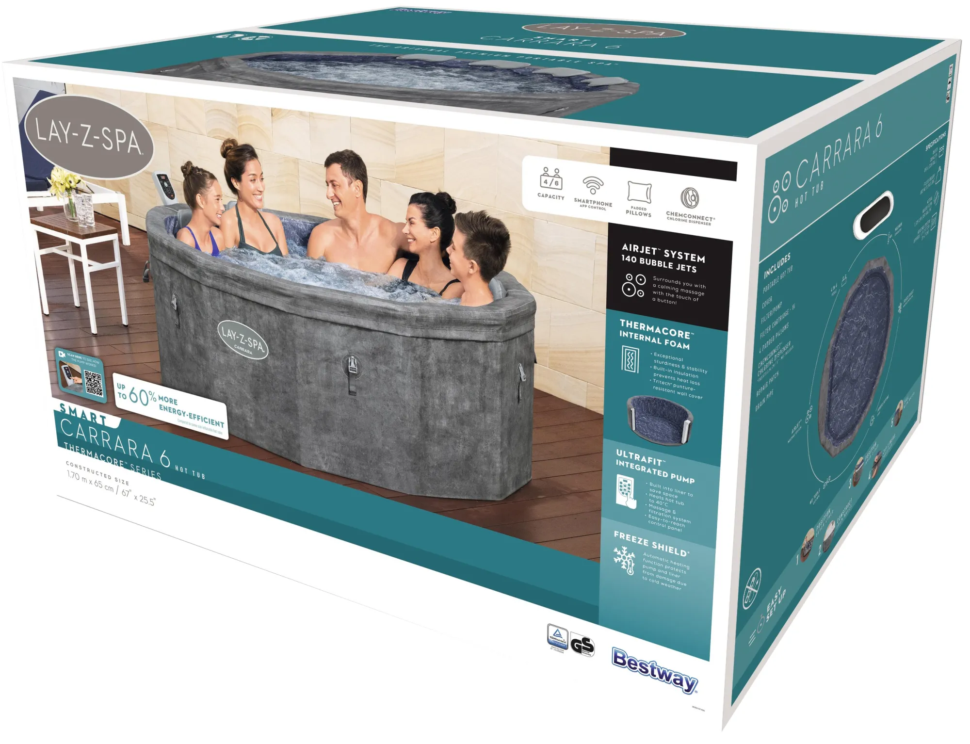 Bestway Lay-Z Spa Carrara ThermaCore Airjet