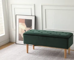 Homeville Lens med opbevaring velour grøn/natur