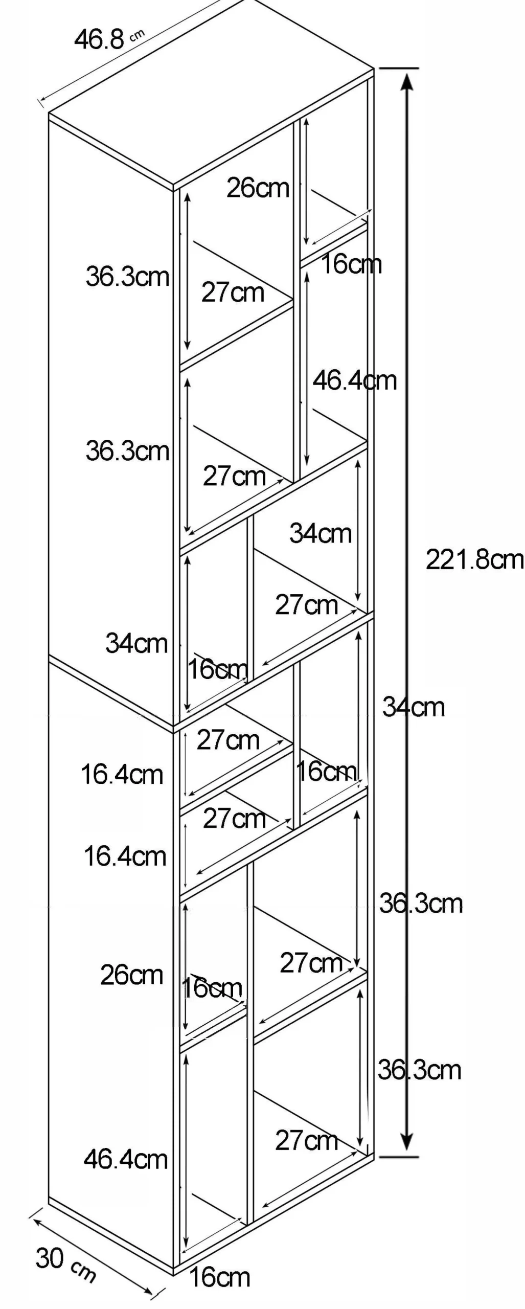 Homeville Lillestrøm hvid 46,8x212,8x30cm