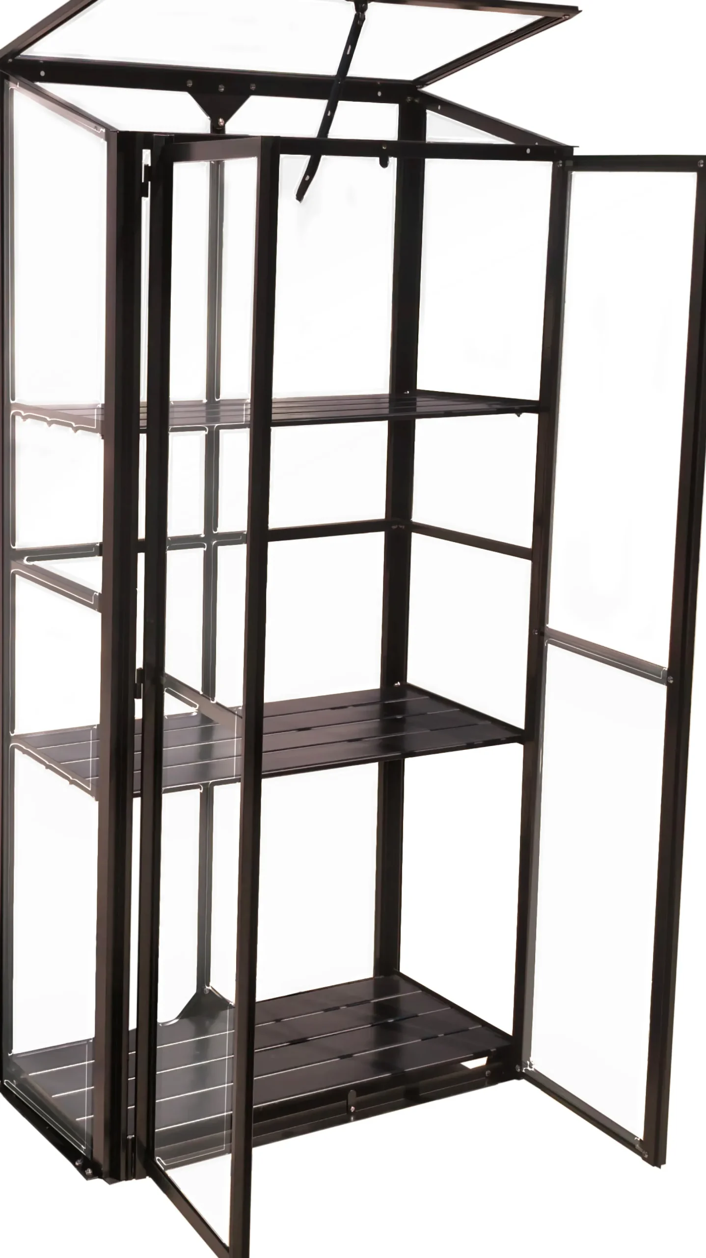 Moreland Minidrivhus 3 hylder poly sort 77,6x41,5x151,1cm