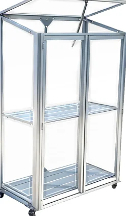 Moreland Minidrivhus med hjul poly sølv 77,6x41,5x111,1cm