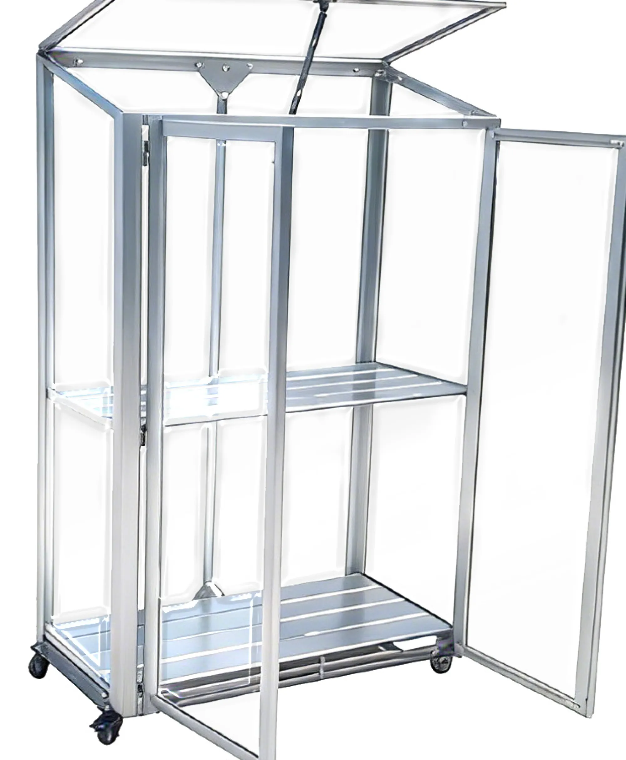 Moreland Minidrivhus med hjul poly sølv 77,6x41,5x111,1cm