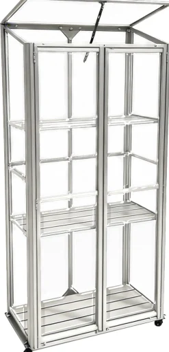 Moreland Minidrivhus med hjul poly sølv 77,6x41,5x151,1cm