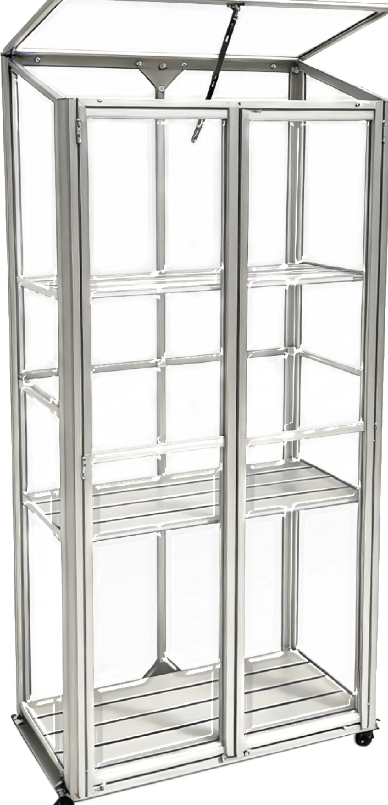 Moreland Minidrivhus med hjul poly sølv 77,6x41,5x151,1cm