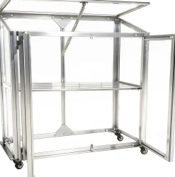 Moreland Minidrivhus med hjul poly sølv 77,6x41,5x71,1cm