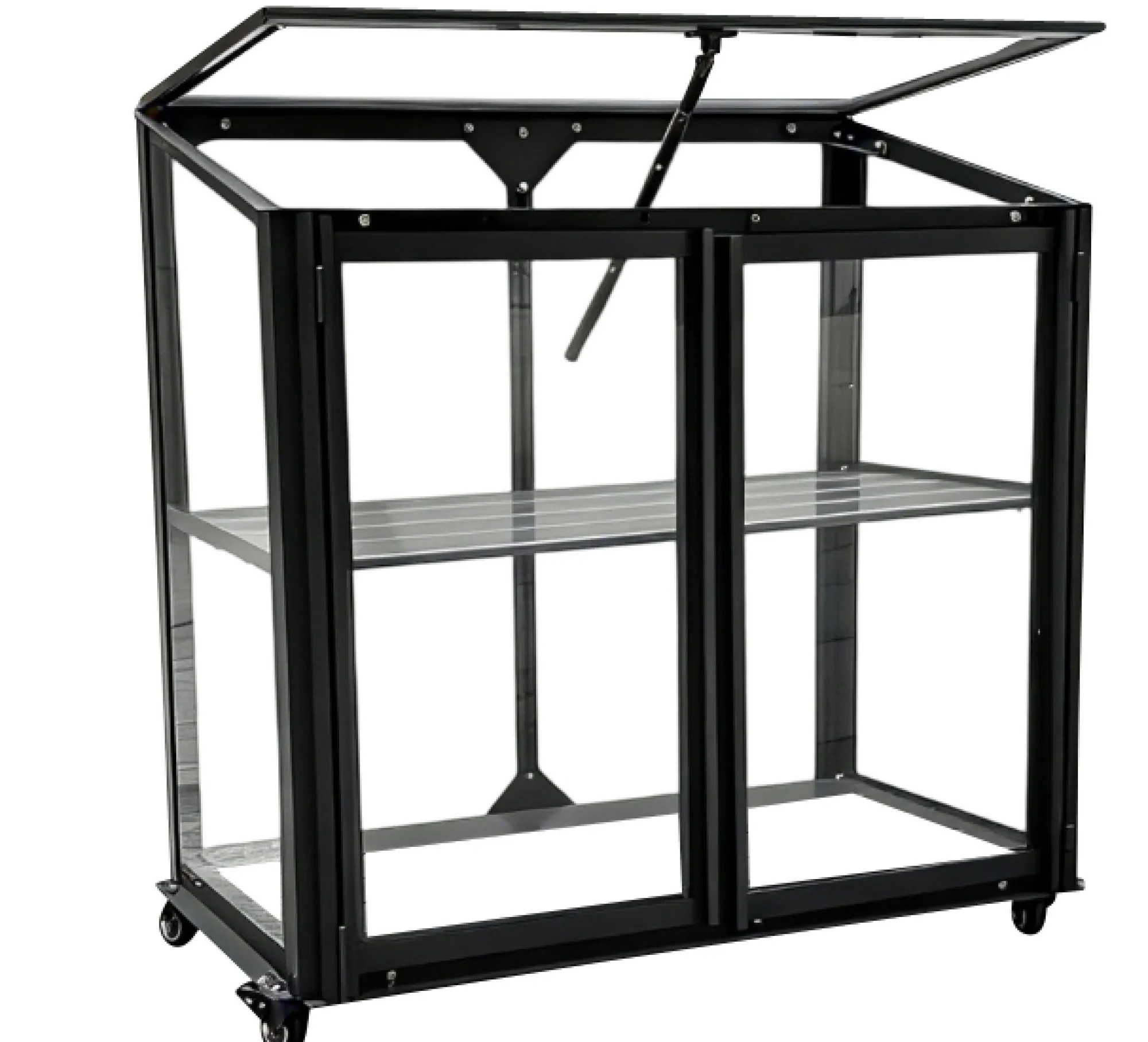 Moreland Minidrivhus med hjul poly sort 77,6x41,5x71,1cm