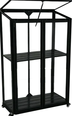 Moreland Minidrivhus med hjul poly sort 77,6x41,5x111,1cm.