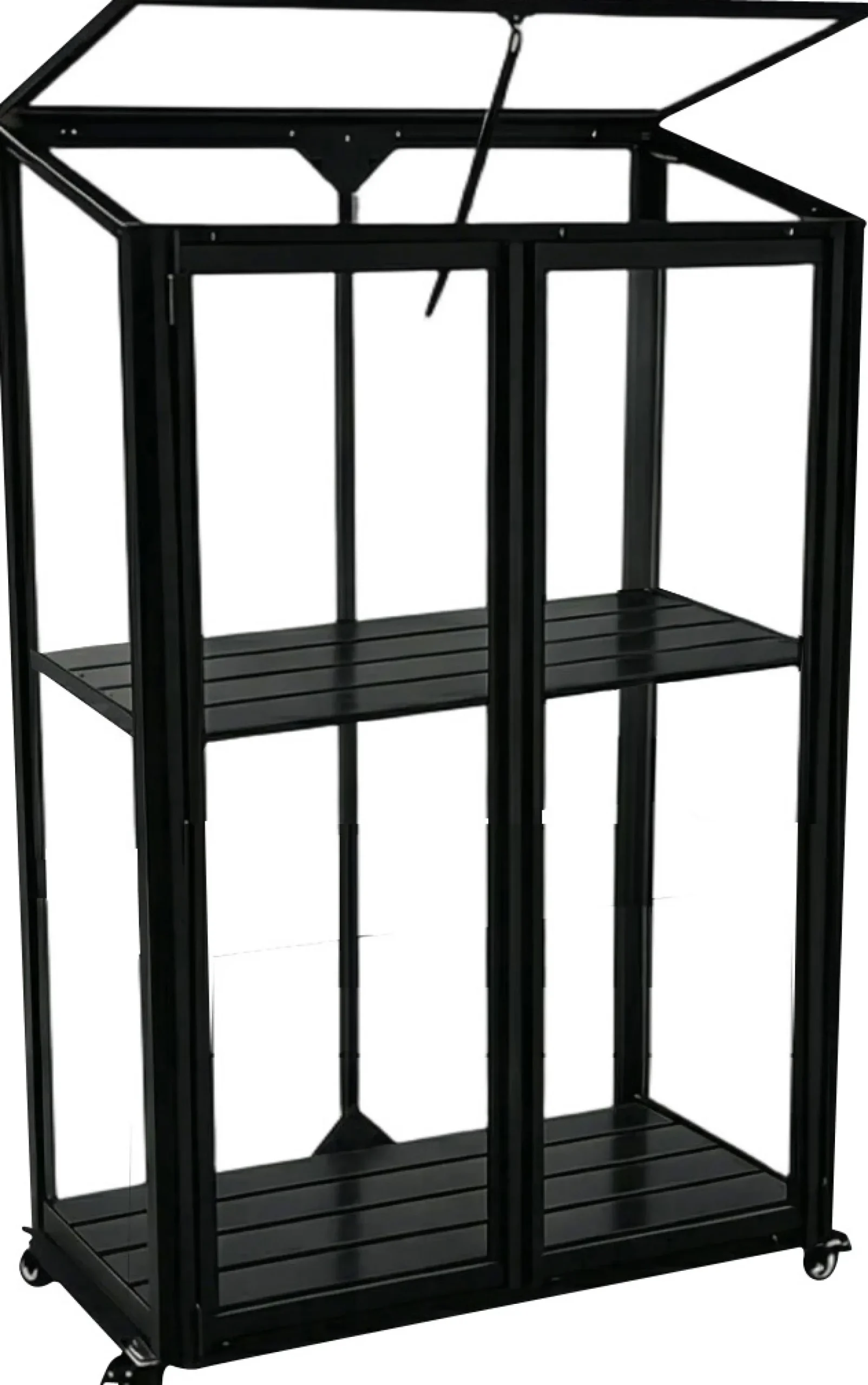 Moreland Minidrivhus med hjul poly sort 77,6x41,5x111,1cm.