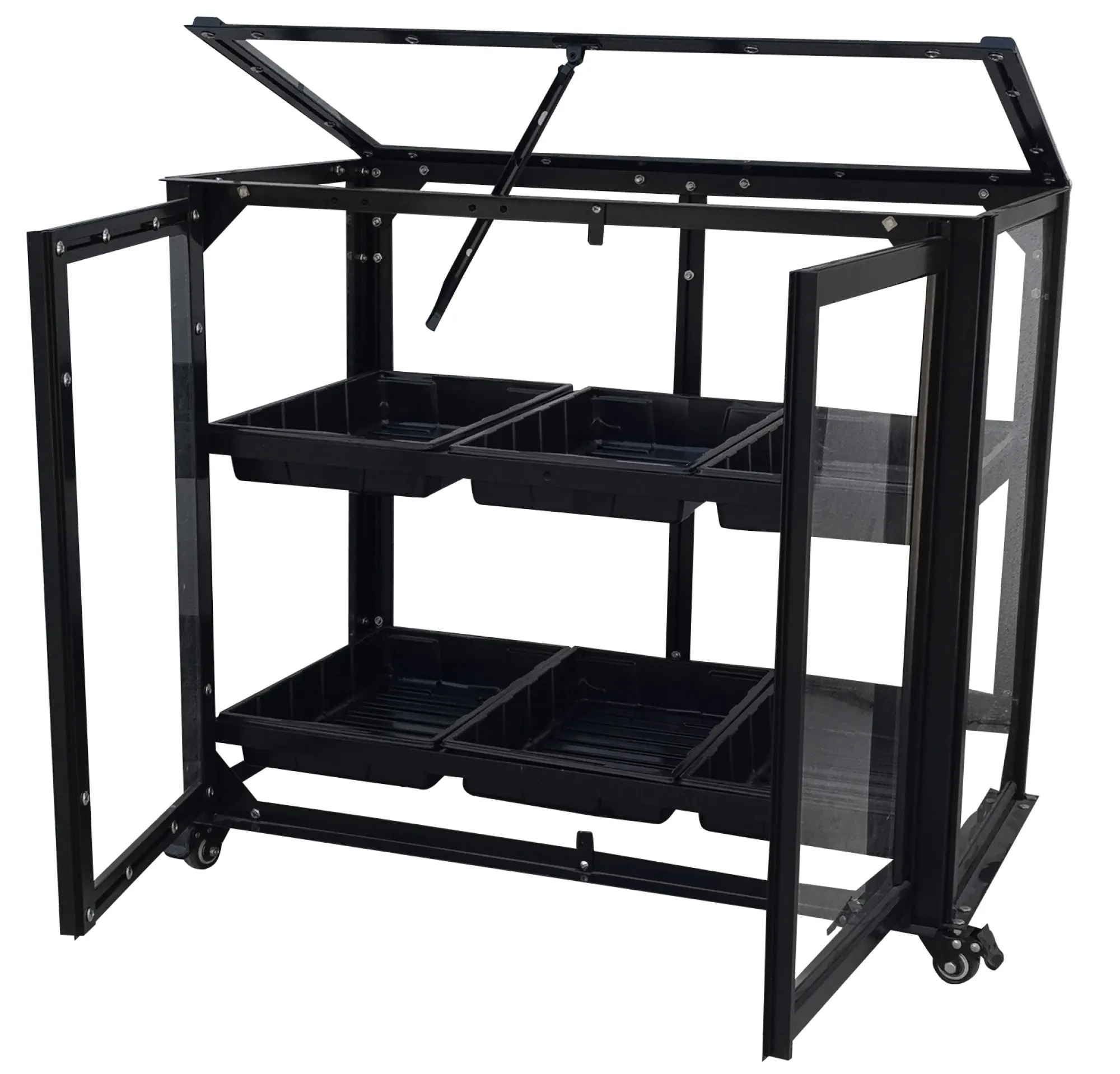 Moreland Minidrivhus med hjul sort 77,6x41,5x61cm