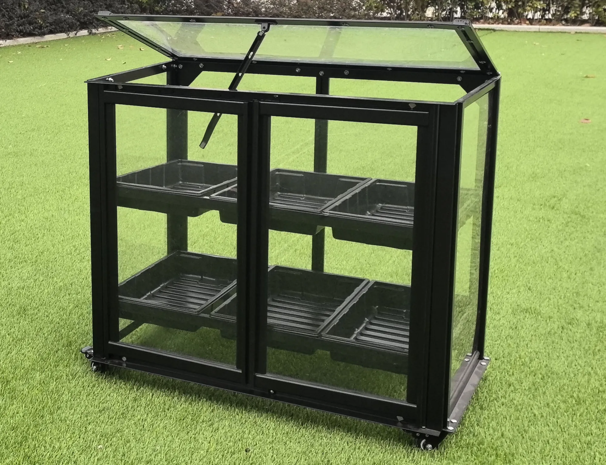 Moreland Minidrivhus med hjul sort 77,6x41,5x61cm
