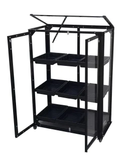 Moreland Minidrivhus med hjul sort 77,6x41,5x101cm
