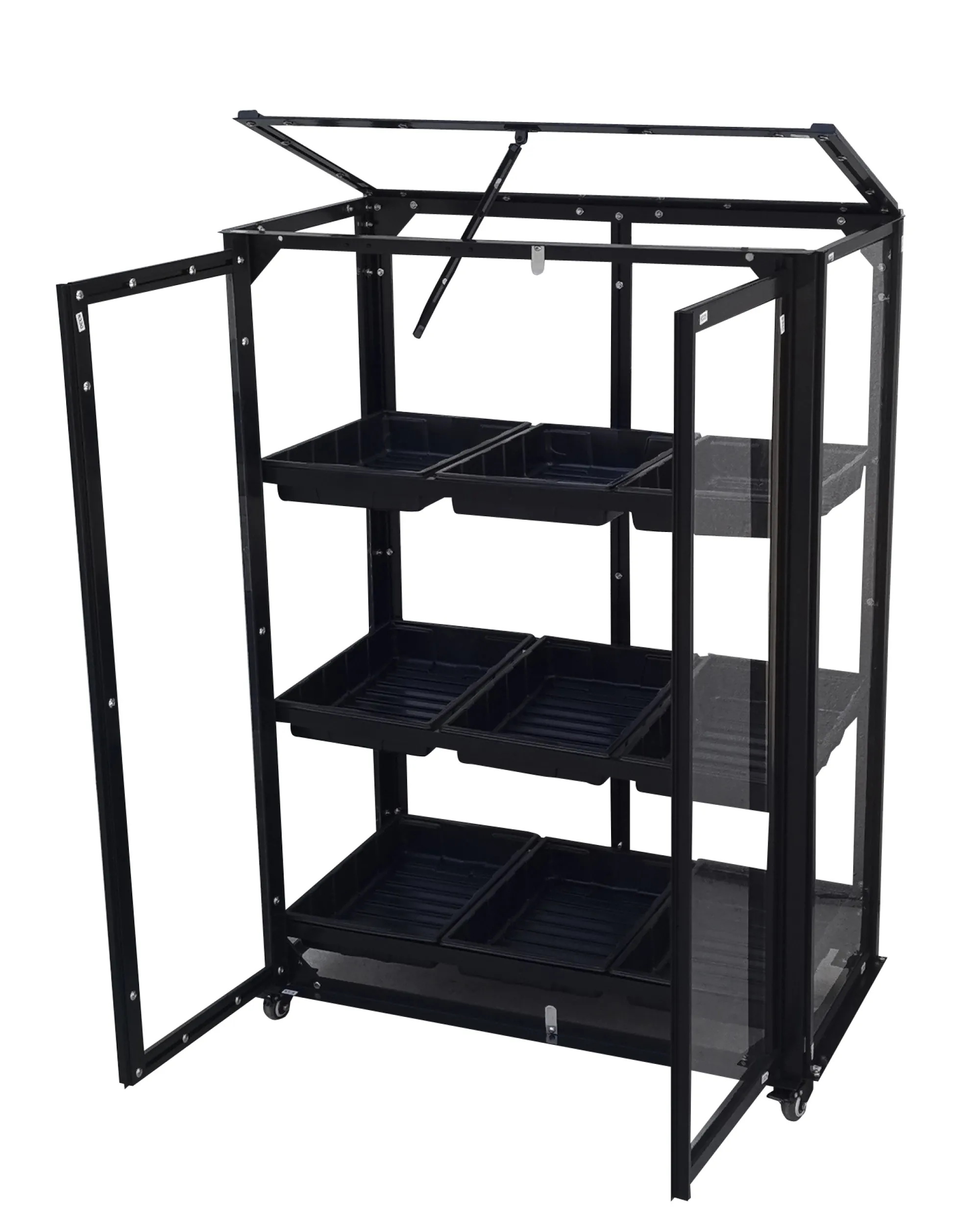 Moreland Minidrivhus med hjul sort 77,6x41,5x101cm