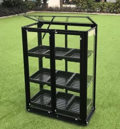 Moreland Minidrivhus med hjul sort 77,6x41,5x101cm